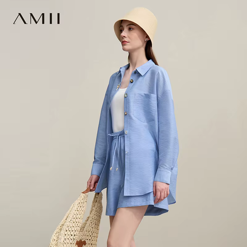 Chemises décontractées pour femmes Amii, Nouvelle collection été 2026, Style vacances, Ensemble shor
