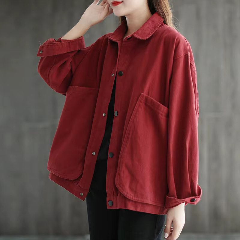 Veste ample à col rabattu pour femme, Cardigan surdimensionné avec grande poche et manches longues, 