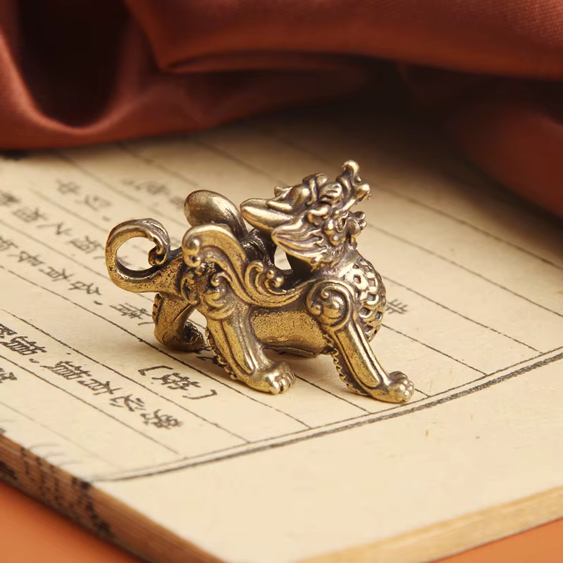 Kirin Feng Shui-Ornement en Cuivre Pur, Pendentif Orn Nairobi, Statue, Figurine Kylin, Richesse Illi