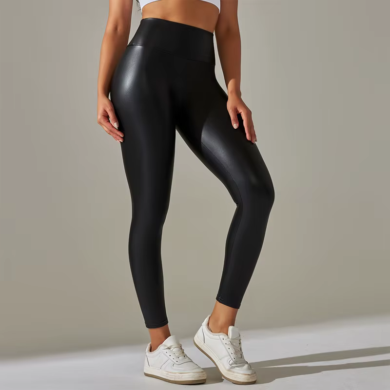 Leggings surdimensionnés pour femmes, pantalons en cuir PU taille haute, serrés et Sexy, pantalons d