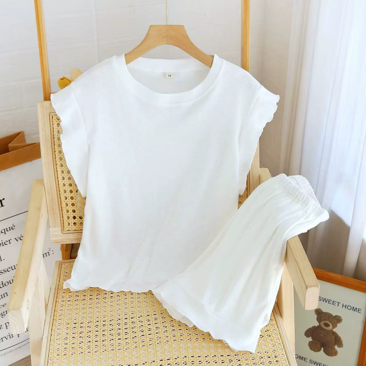 Vêtements de nuit en coton pour femmes, style d'été fin, ample et polyvalent, shorts à manches court