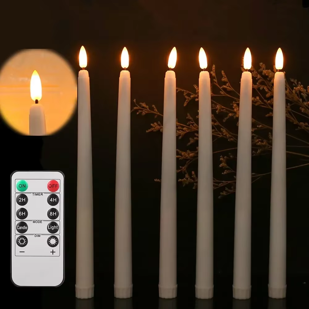 Bougie LED scintillante sans flamme, bougie chauffe-plat à piles, fête de Noël à la maison, décorati