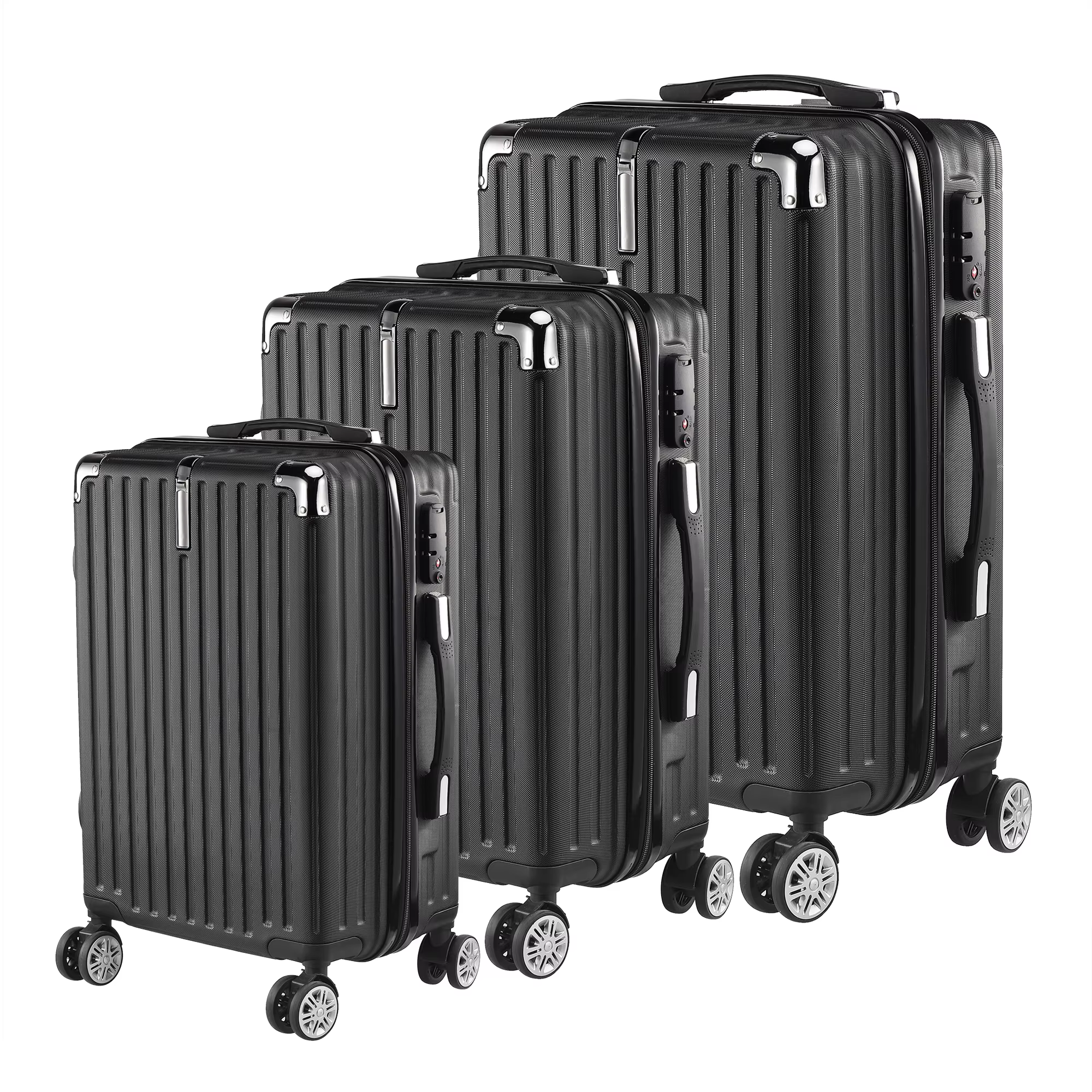 Ensemble de bagages Fangange 3 pièces, roues silencieuses universelles, avec serrure à combinaison,