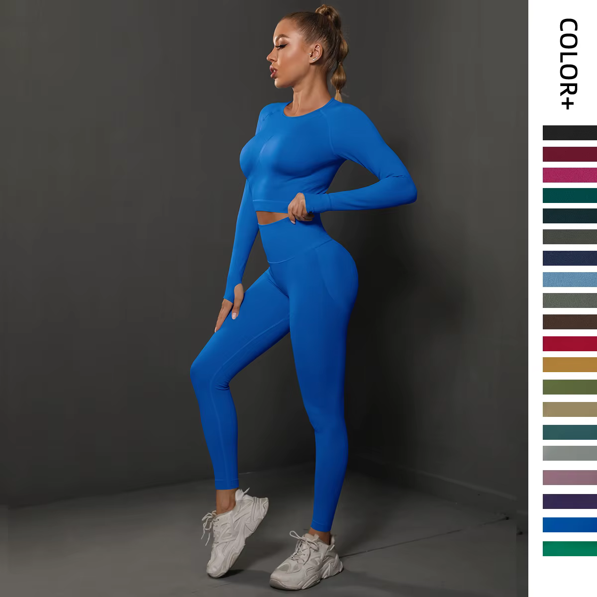 Ensemble 2 pièces pour femmes, combinaisons de gymnastique sans couture, pantalons de sport + chemis
