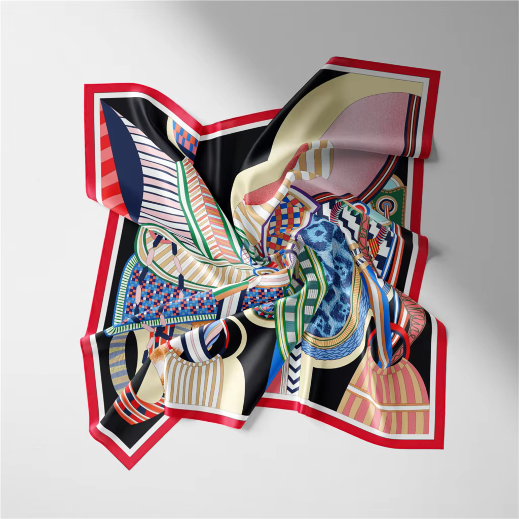 53cm Design magnifique selle marque carré écharpe femme nouvelle Foulard en soie femmes Bandana luxe