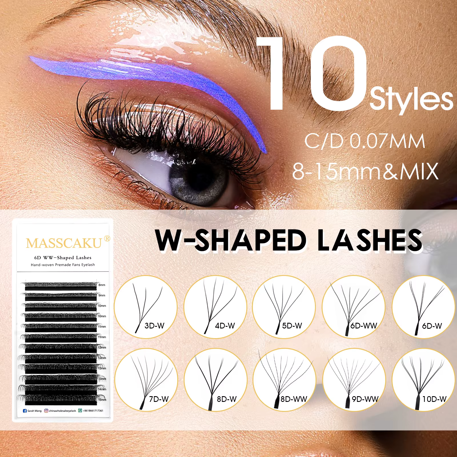 MASSCAKU 12 lignes Premium vison 3D 4D 5D 6D faux cils pré-fabriqués en forme de W fournitures d'ext