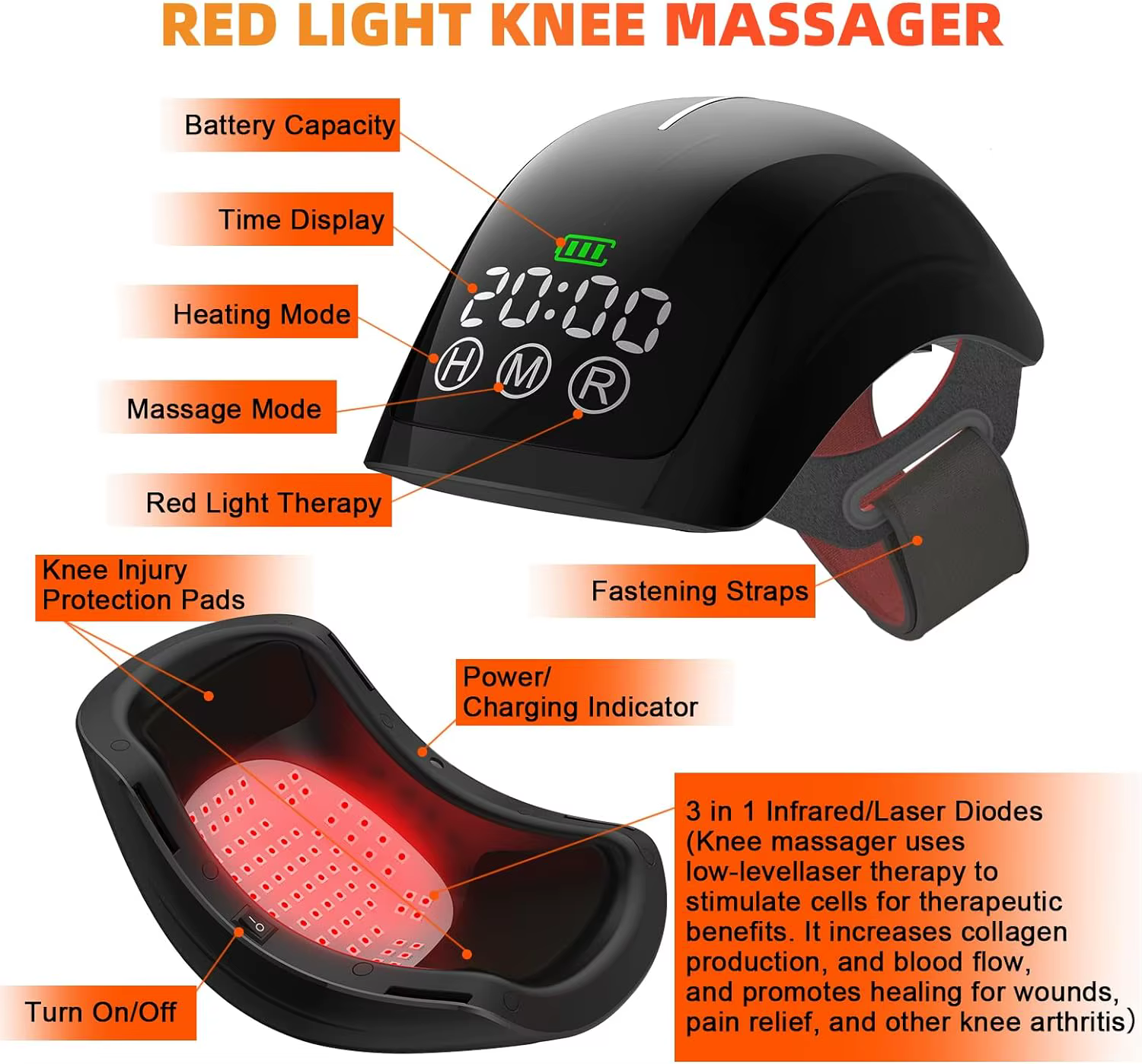 KTS-Ohio eur de genou sans fil et filaire, chauffage et vibration, appareil d'instituts de moto pour