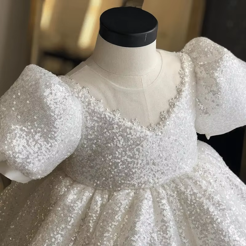 Robe de bal d'anniversaire pour bébé fille de 1 à 14 ans, tenue Tutu princesse à paillettes, avec nœ