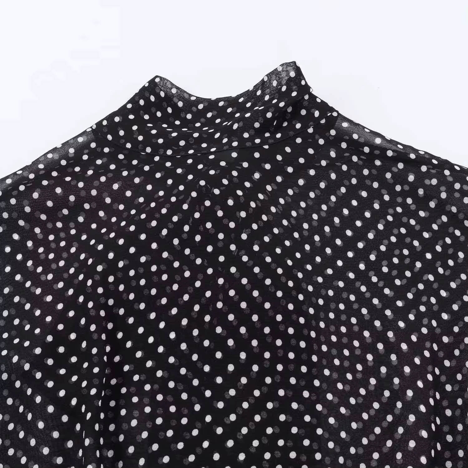 Ensemble deux pièces Streetwear pour femmes, chemisier à pois avec nœud papillon, jupe longue, chemi