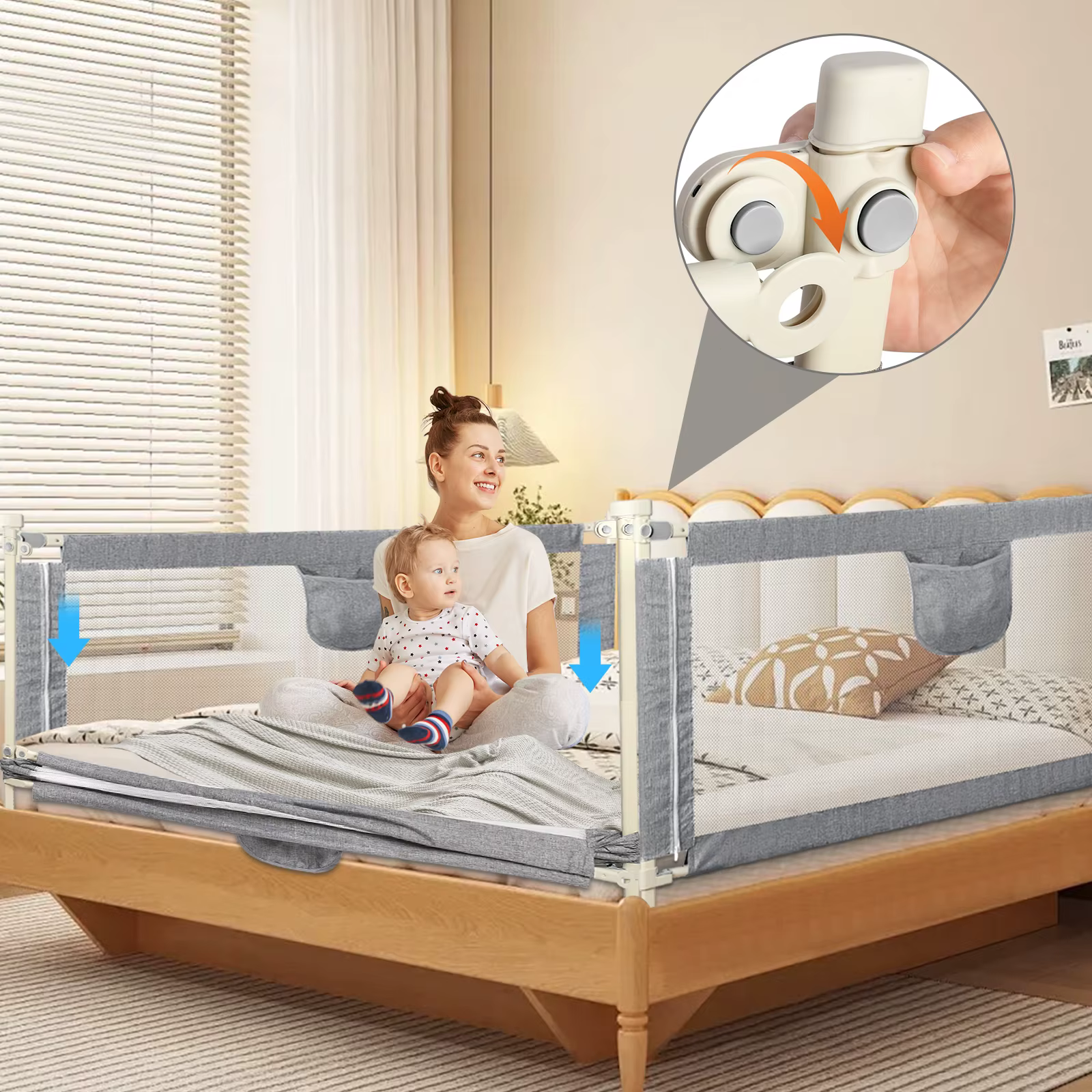 Barrière de Lit Extra-Large de Protection de Lit pour Tout-Petit Accessoire de Chambre pour Garçons
