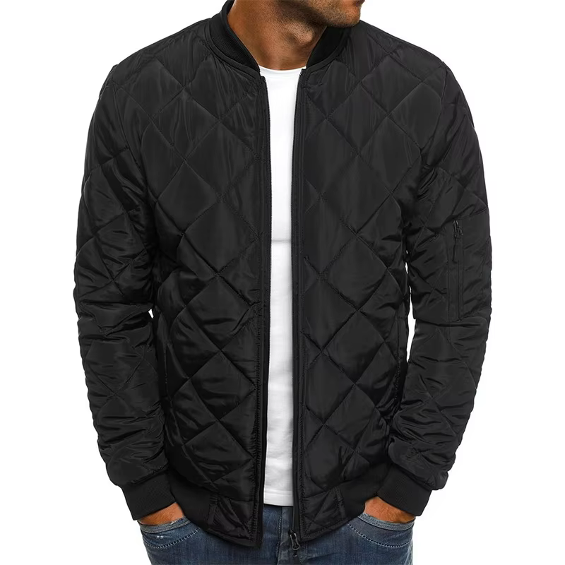Veste d'hiver légère pressée en maille pour homme, col de Baseball, Vintage, vol décontracté, manche