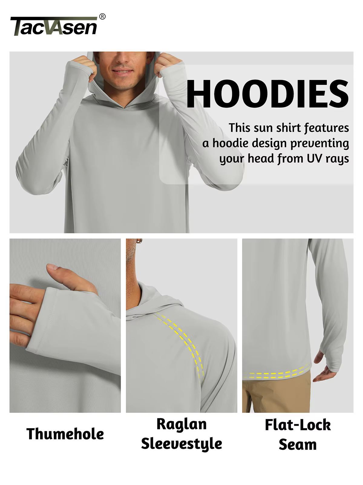 Haut de protection solaire UPF 50+ pour homme à manches longues, séchage rapide, respirant, avec tro