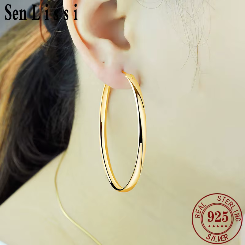 Senlissi-nouvelles boucles d'oreilles plaquées or 18 carats pour femmes, en argent Sterling 925, 3.0