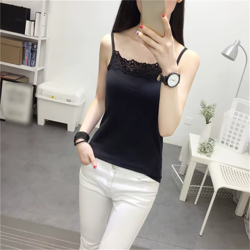 Camisole à bretelles spaghetti pour femmes, dentelle précieuse, caraco d'été, haut court, écharpe de