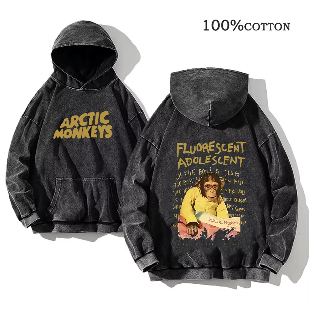 Sweat à capuche imprimé Rock rétro, Album de musique Arctic Monkeys, pull graphique pour hommes, Vin