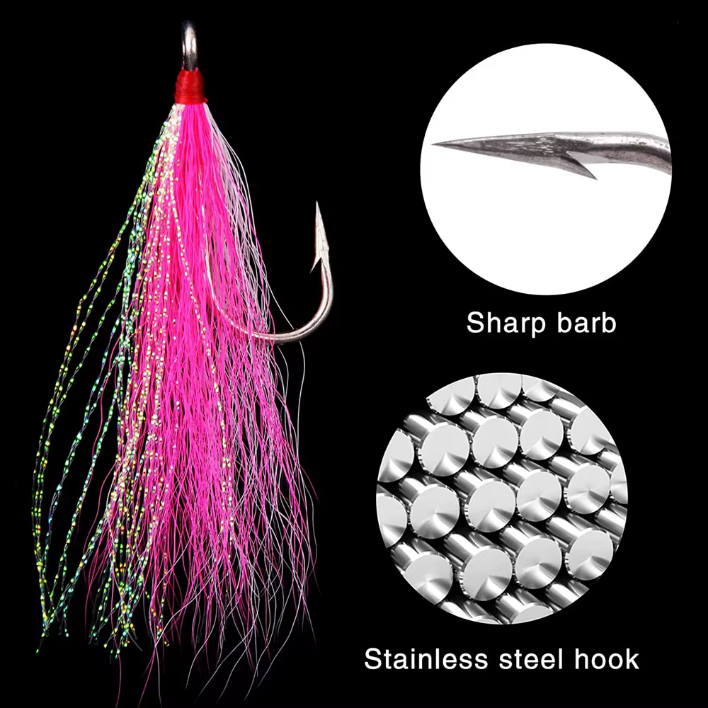 8 pièces/4 pièces Bucktail Teasers crochet de pêche leurres de pêche en eau salée plate-forme en aci