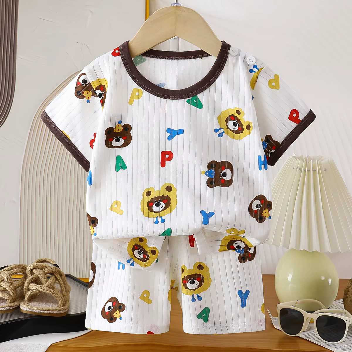 Ensemble de vêtements pour enfants, 2 pièces, T-shirt, costume d'été en coton, Short pour filles, vê