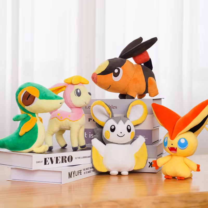 Jouets en peluche Pokemon, 41 styles, Victini Tepig Deerling Nivy Emolga, Machine à griffes Kawaii, 