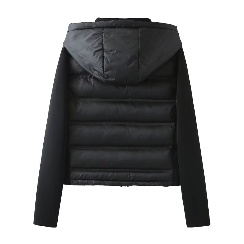 Veste matelassée légère en coton à capuche pour femme, style patchwork décontracté, idéale pour l'au