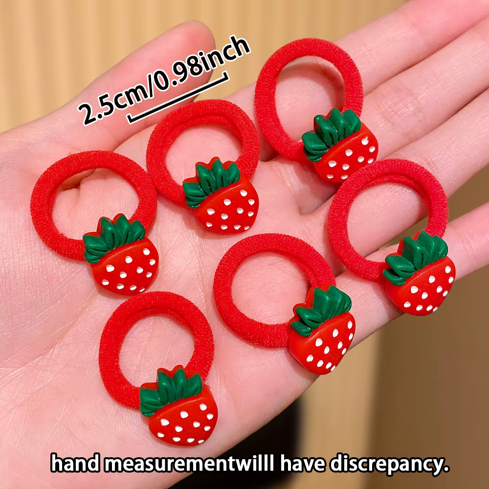 Ensemble d'attaches de cheveux multicolores en forme de fraise, 10 pièces, Design mignon, accessoire