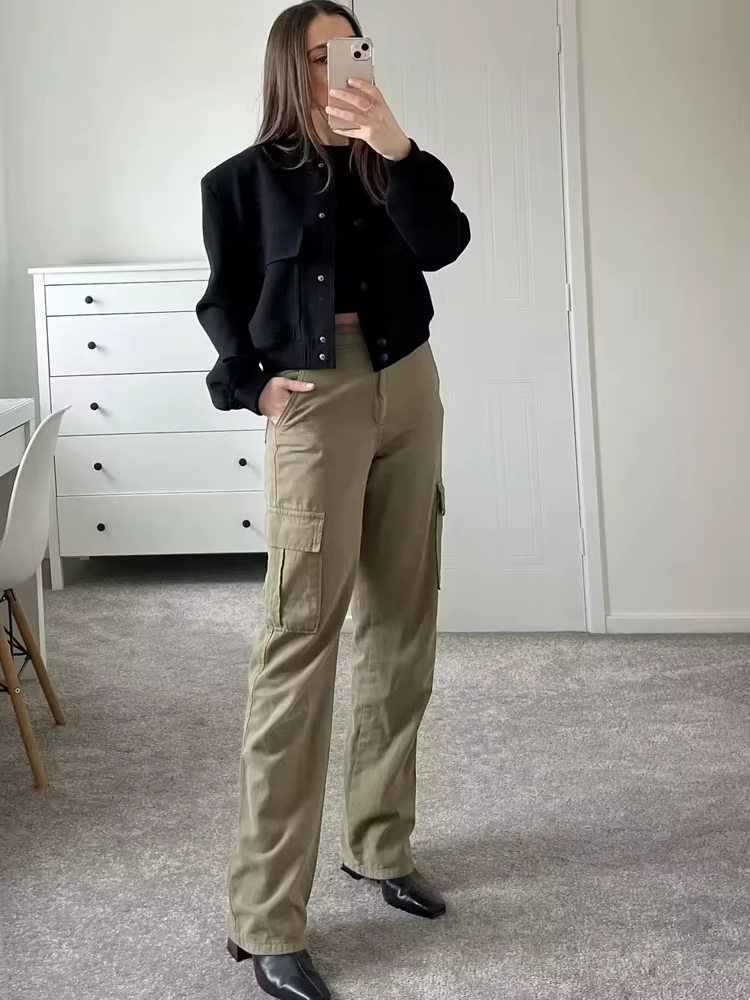 MUJER 2025 femme Bomber veste blanc automne hiver bouton recadrée vestes pour femmes mode à manches 