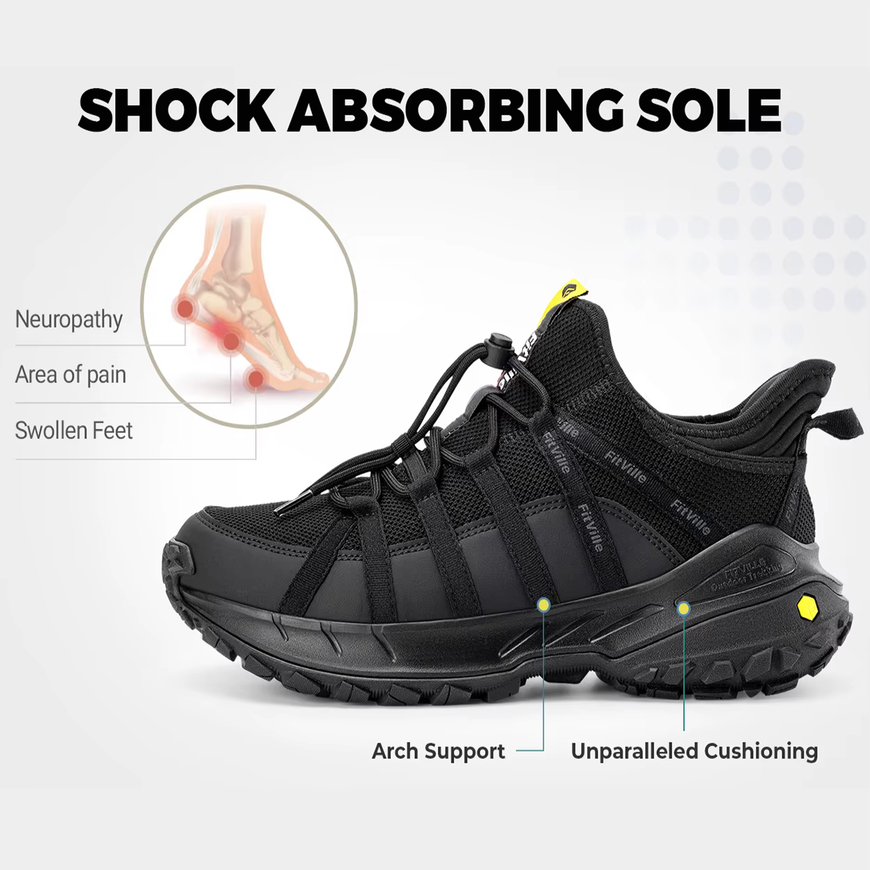 FitVille – chaussures larges à enfiler pour hommes, chaussures de marche, de randonnée en plein air,