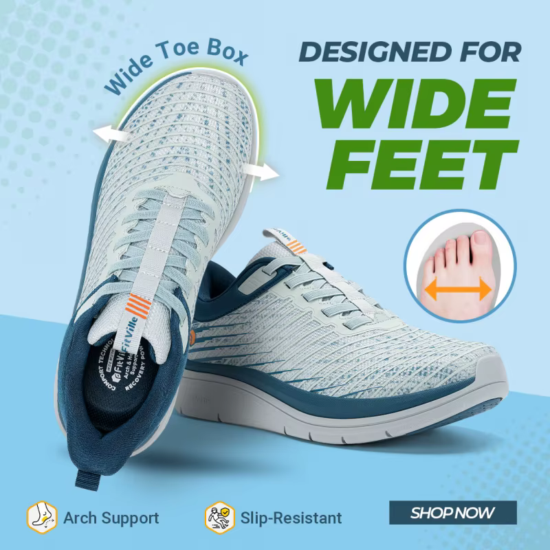 FitVille Chaussures de marche pour hommes à coupe large, respirantes, légères, avec absorption des c