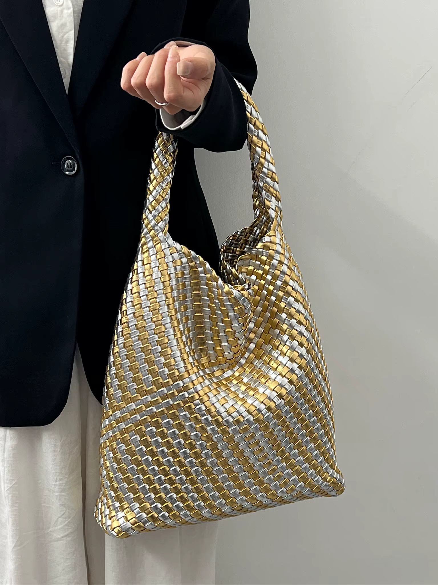 Sac à bandoulière en cuir PU pour femmes, sac sous les bras tissé en tissu doux, tendance, Style eur