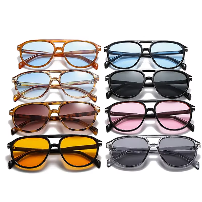 SO & EI rétro Double ponts pilote hommes Rivets lunettes de soleil marque de mode concepteur femmes 