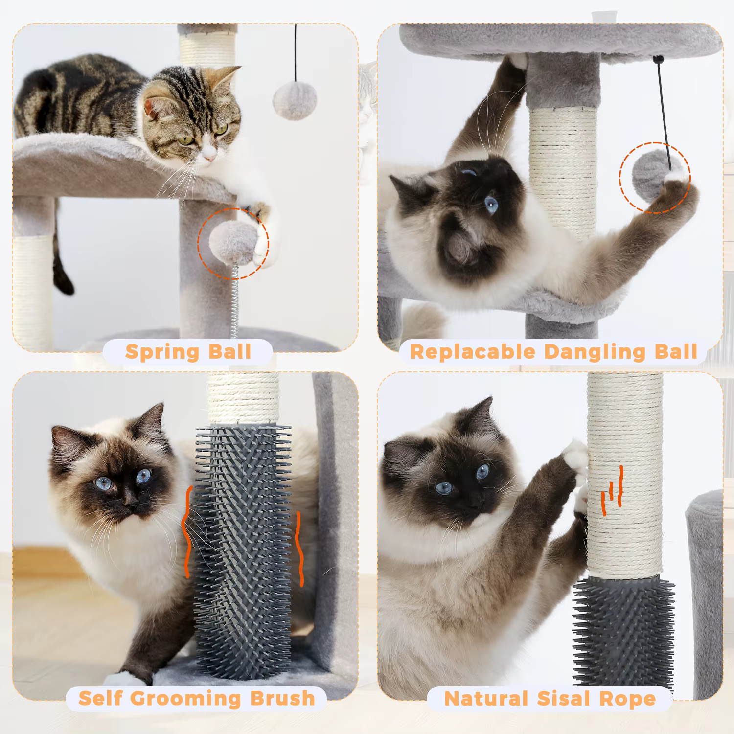 Tour de petit arbre à chat d'intérieur pour chats, jouet coule pour chat de taille moyenne, condo po