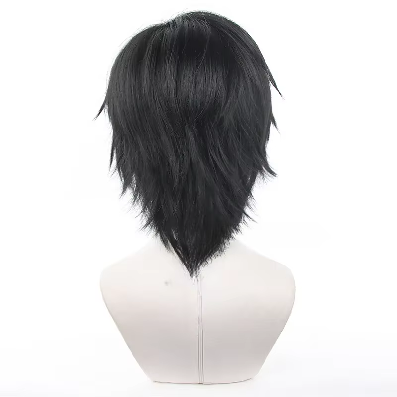 Anime Jujutsu Fushigflats Toji Cosplay Synthétique Ultraviolette Courte Cheveux Noirs pour Hommes, 3