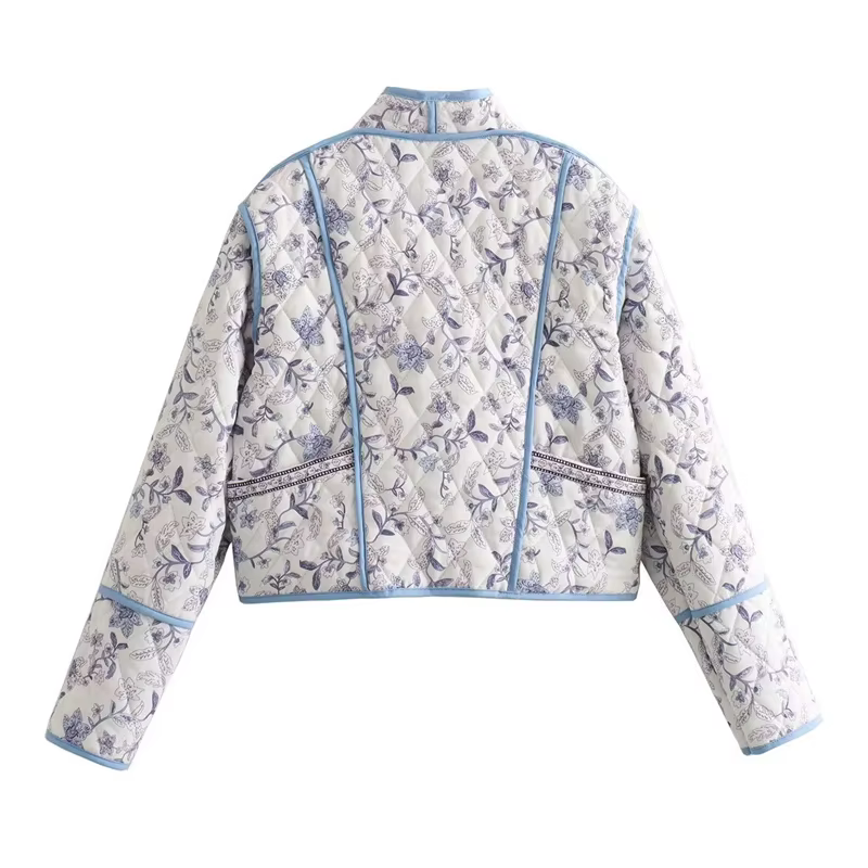 Manteau en coton violet à motifs floraux vintage pour femme, collection automne-hiver 2026, veste dé