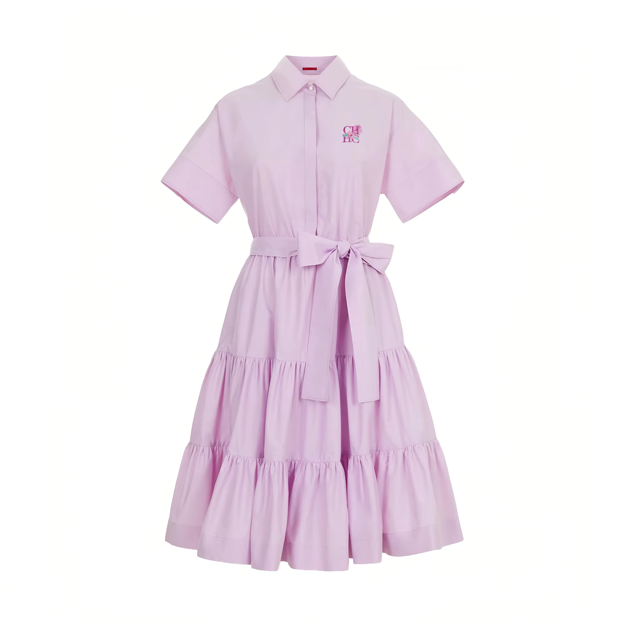 CHCH 2025 femmes robe été bureau dame élégante à manches longues couleur unie chemise robe d'été déc