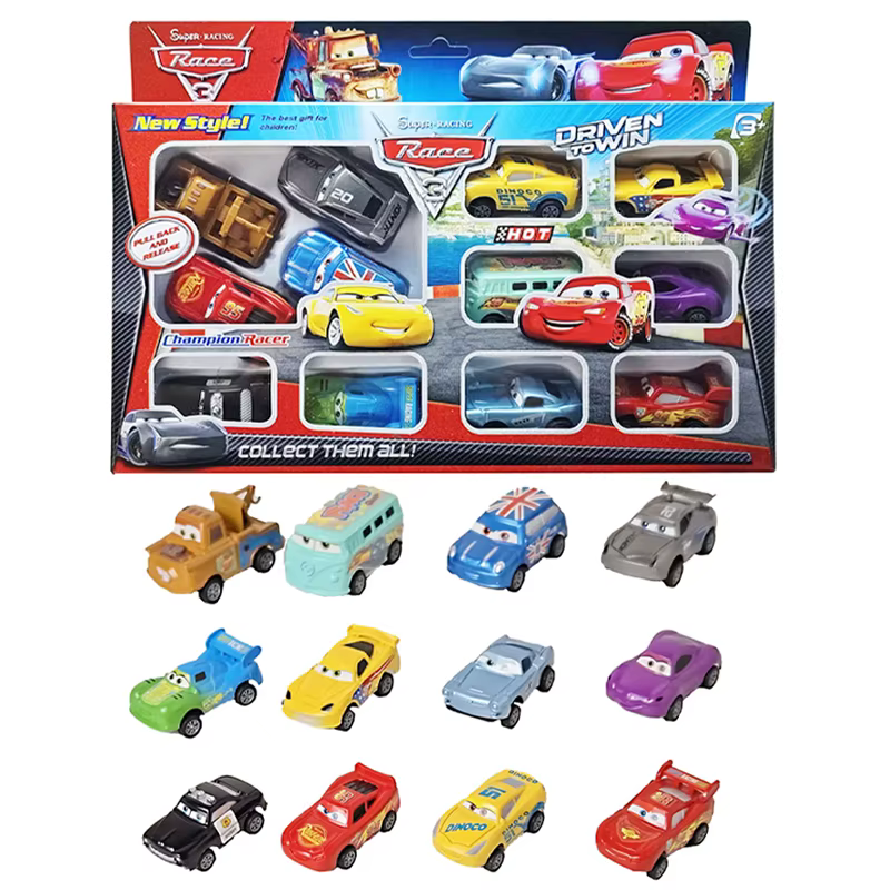 Mini 12 pièces Disney Pixar Cars 3 pistons tasse rebond voiture Collection foudre McQueen Jackson te