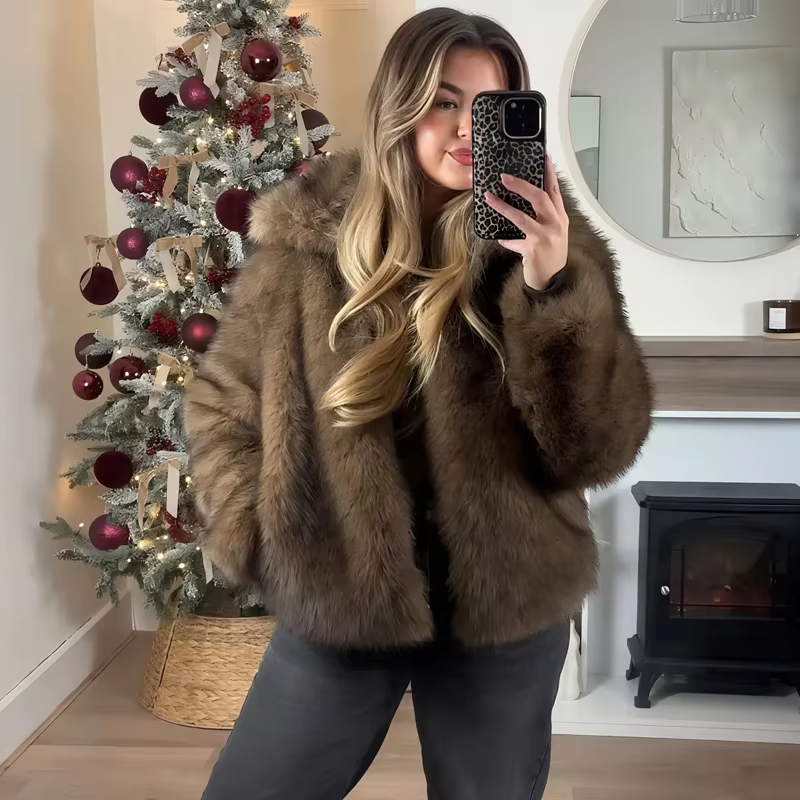 MUJER fausse fourrure manteau poilu femme chaud hiver manteau moelleux femmes nouvelles vestes en pe