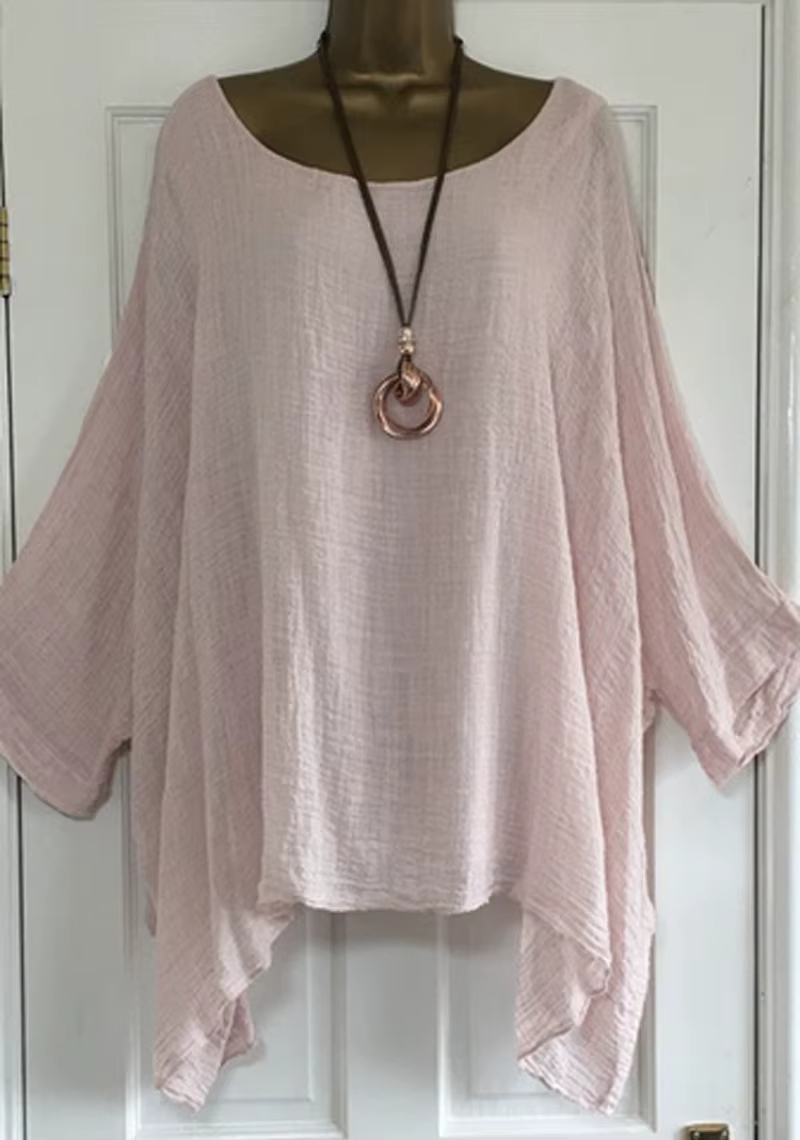2023 automne femmes vêtements mode manches chauve-souris couleur unie ample col rond 3/4 manches déc
