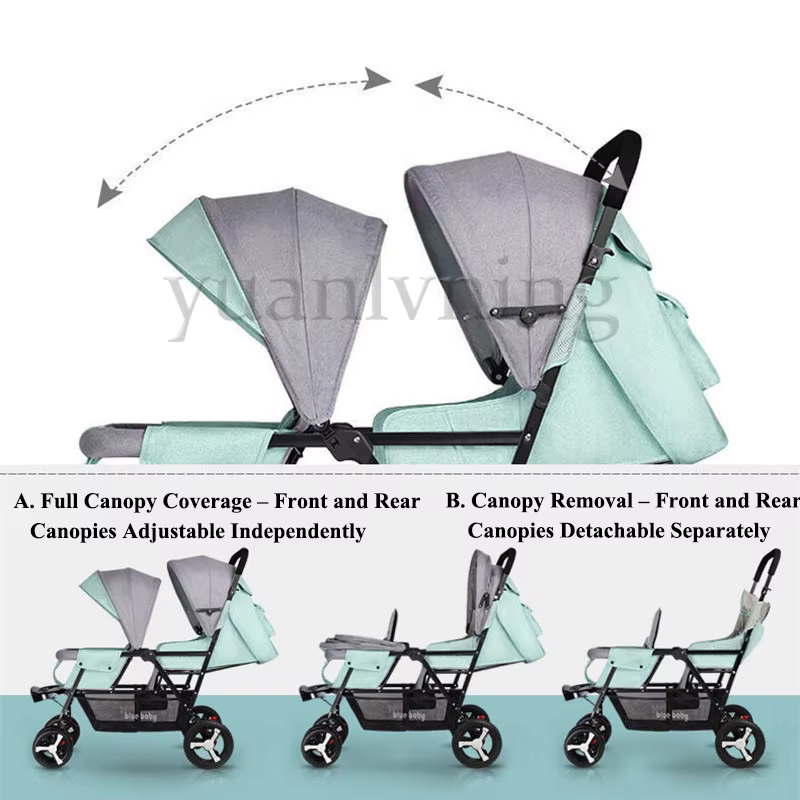 Poussette Double pour bébé Tandem, sièges avant et arrière, légère et pliable, système de voyage inc