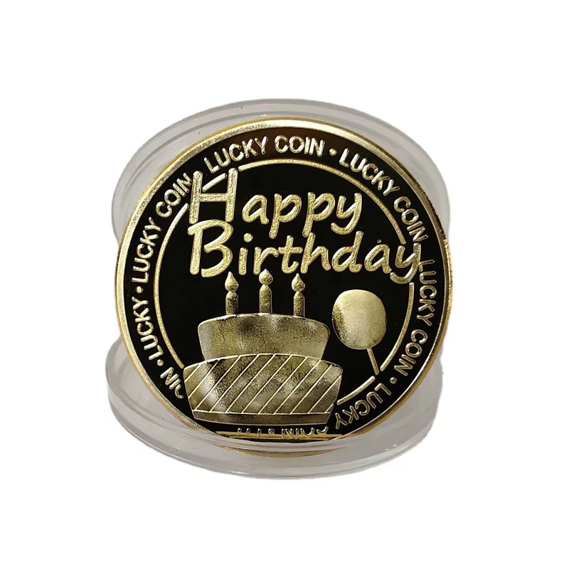 Pièce de Collection porte-bonheur joyeux anniversaire, pièces commémoratives, cadeau d'anniversaire,