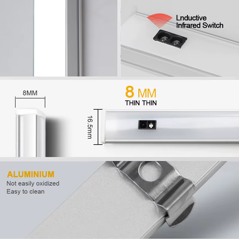 Lumière LED intelligente sous armoire avec capteur de balayage à la main, veilleuse, éclairage de la