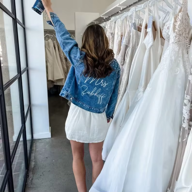 Veste en jean personnalisée avec Mme Pearl, veste en jean pour la mariée, cadeau pour les patients e