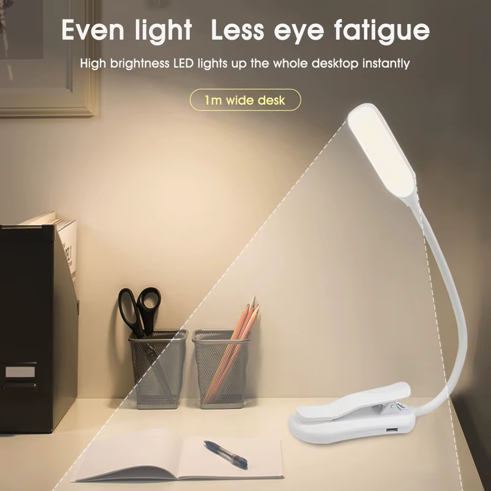 Lampe de lecture Rechargeable Mini 7 LED, 3 niveaux, blanc chaud et froid, Flexible, facile à clipse