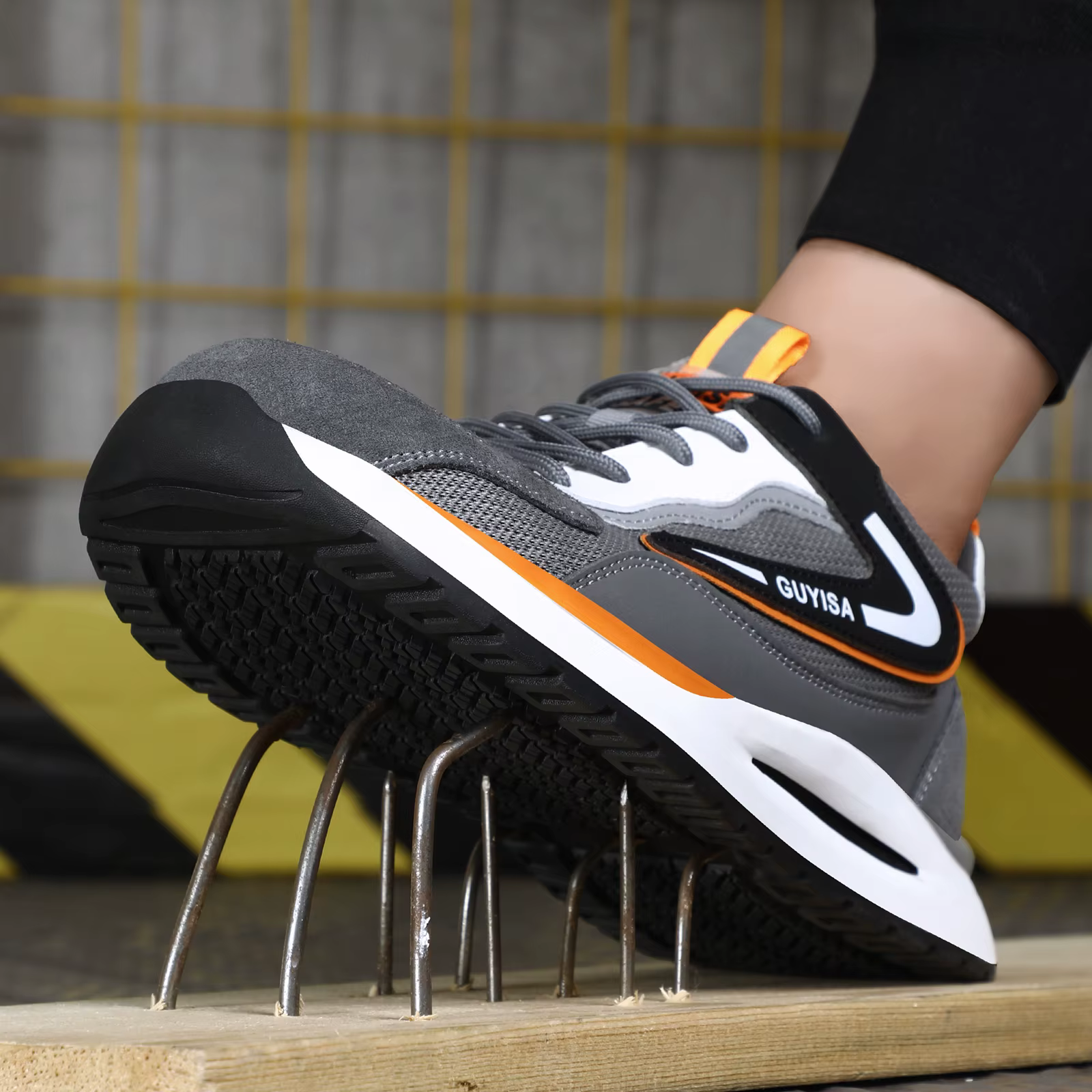 Chaussures de travail GUYISA pour hommes, avec embout en acier anti-écrasement et anti-perforation, 