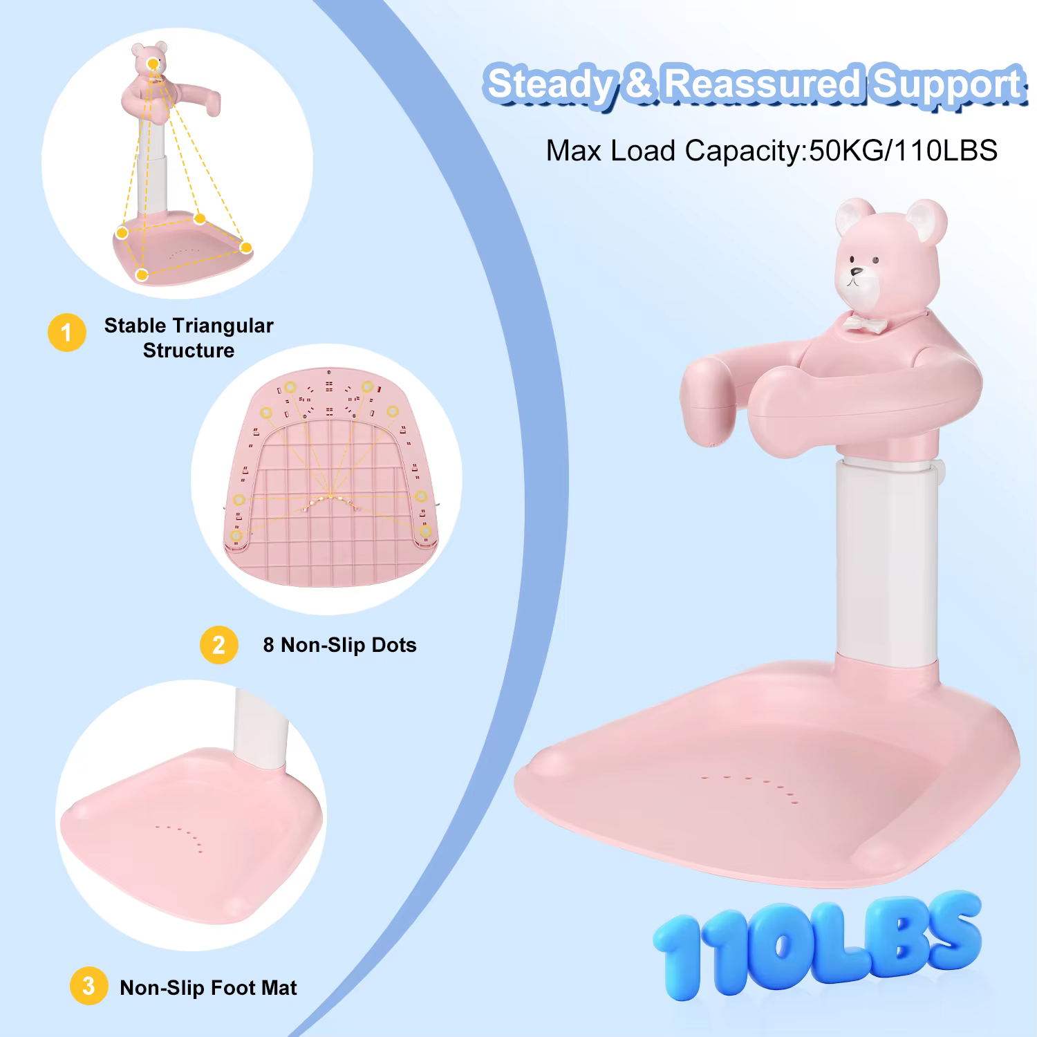 Support de bain pour bébé, Assistant de bain pour bébé, Support de bain avec hauteur et accoudoir ré