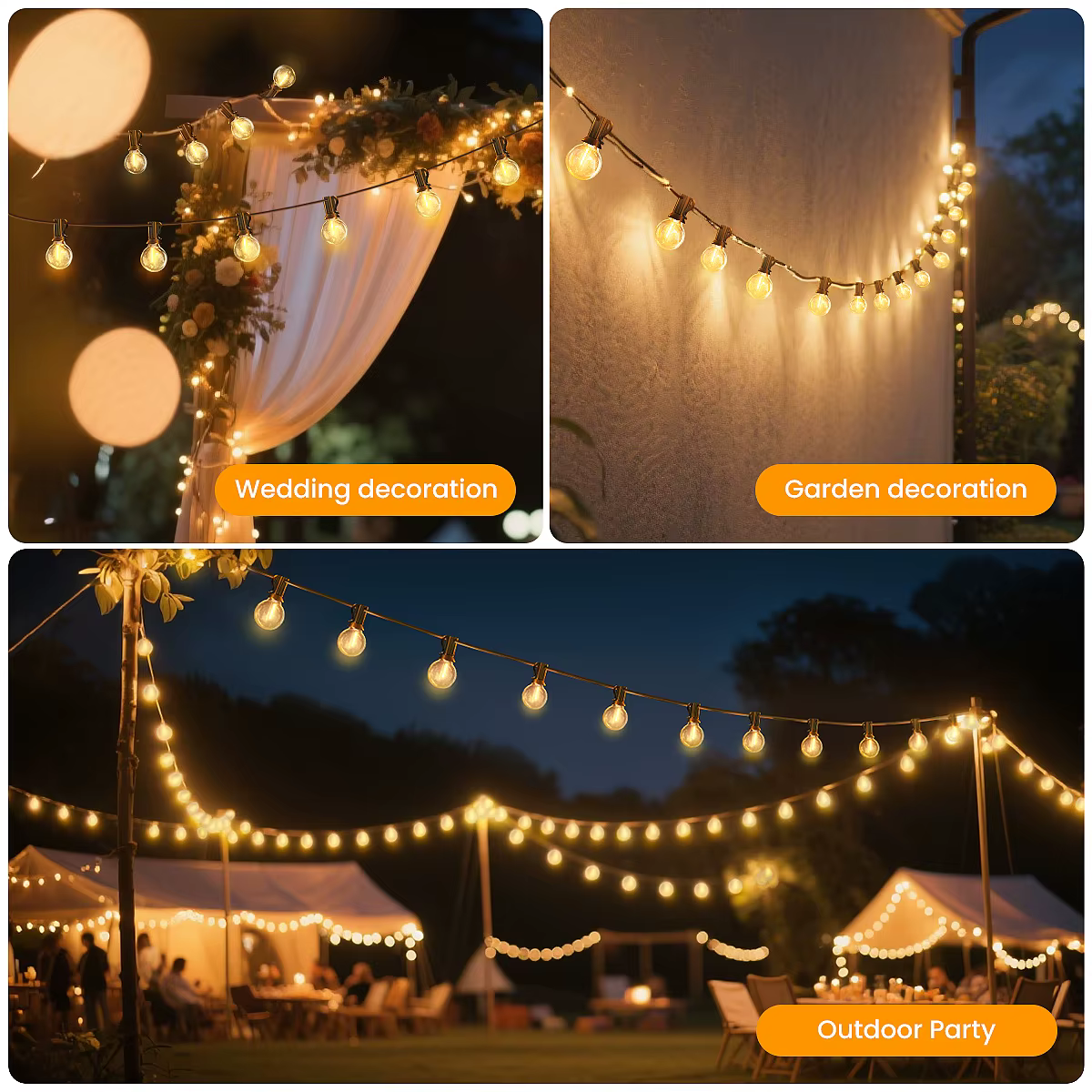 Guirlande lumineuse extérieure G40, 5M/30M/45M, guirlande lumineuse de noël, guirlande lumineuse LED