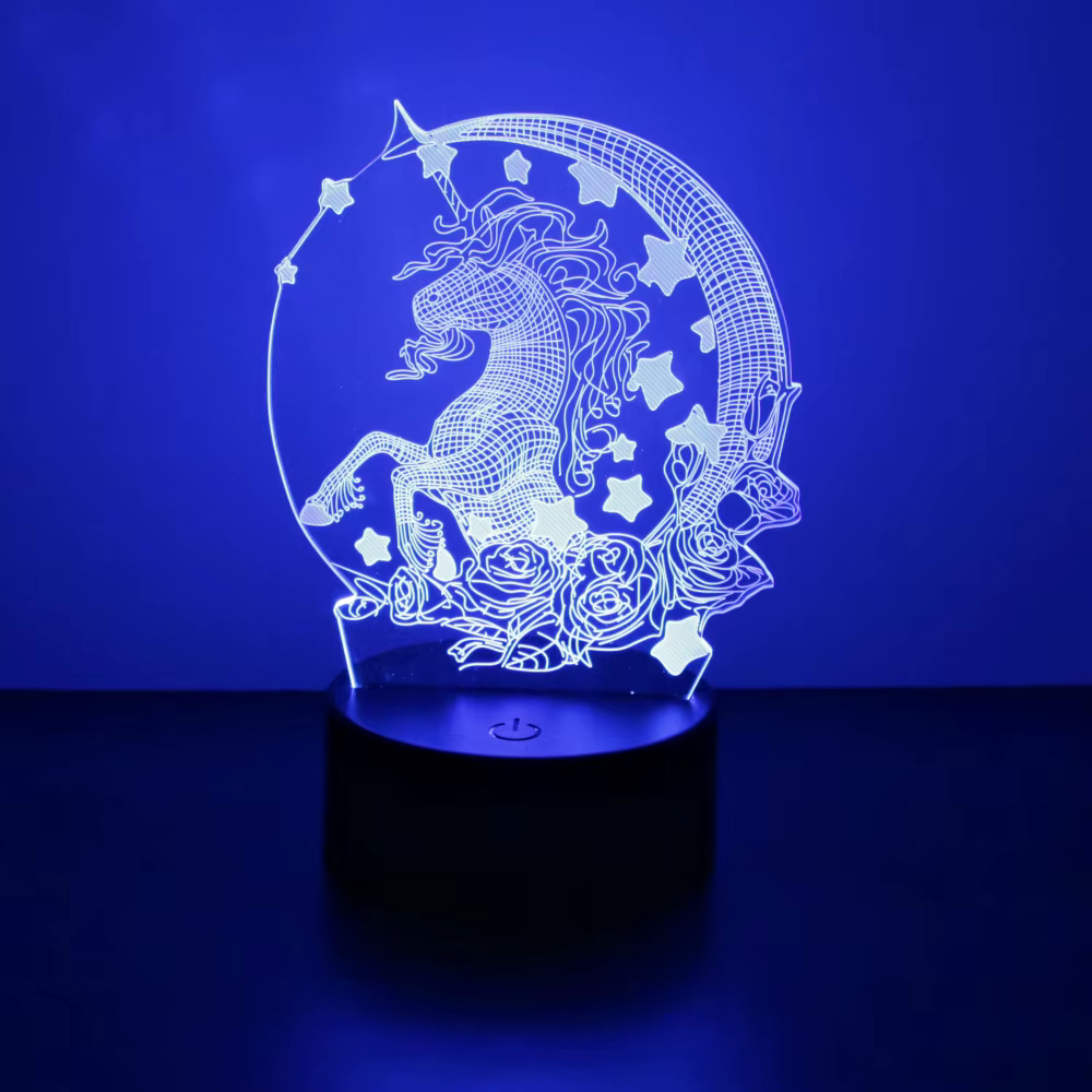 Lampe 3D licorne LED veilleuse RGB couleur changeante enfant veilleuse licornes pour filles jouets c