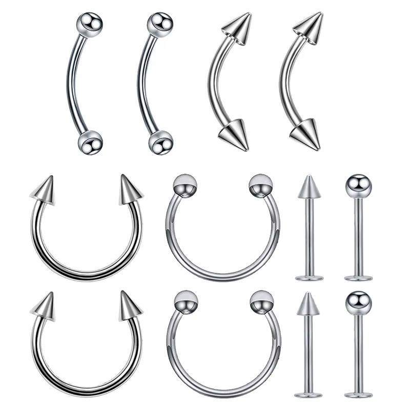 Piercing Tragus en titane, 12 pièces, boucle d'oreille, Septum, Labret, anneau à lèvres, Cartilage,