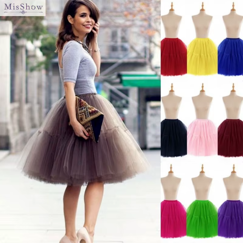 MisShow femmes Tutu jupe courte taille haute maille doux Tulle jupe bouffante Pettiskirt bal robe de