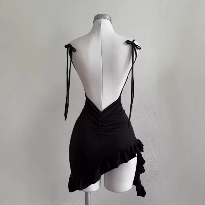 2025 Sexy sans manches dos nu Mini robe femmes été Europe amérique à lacets robes moulantes haute ru