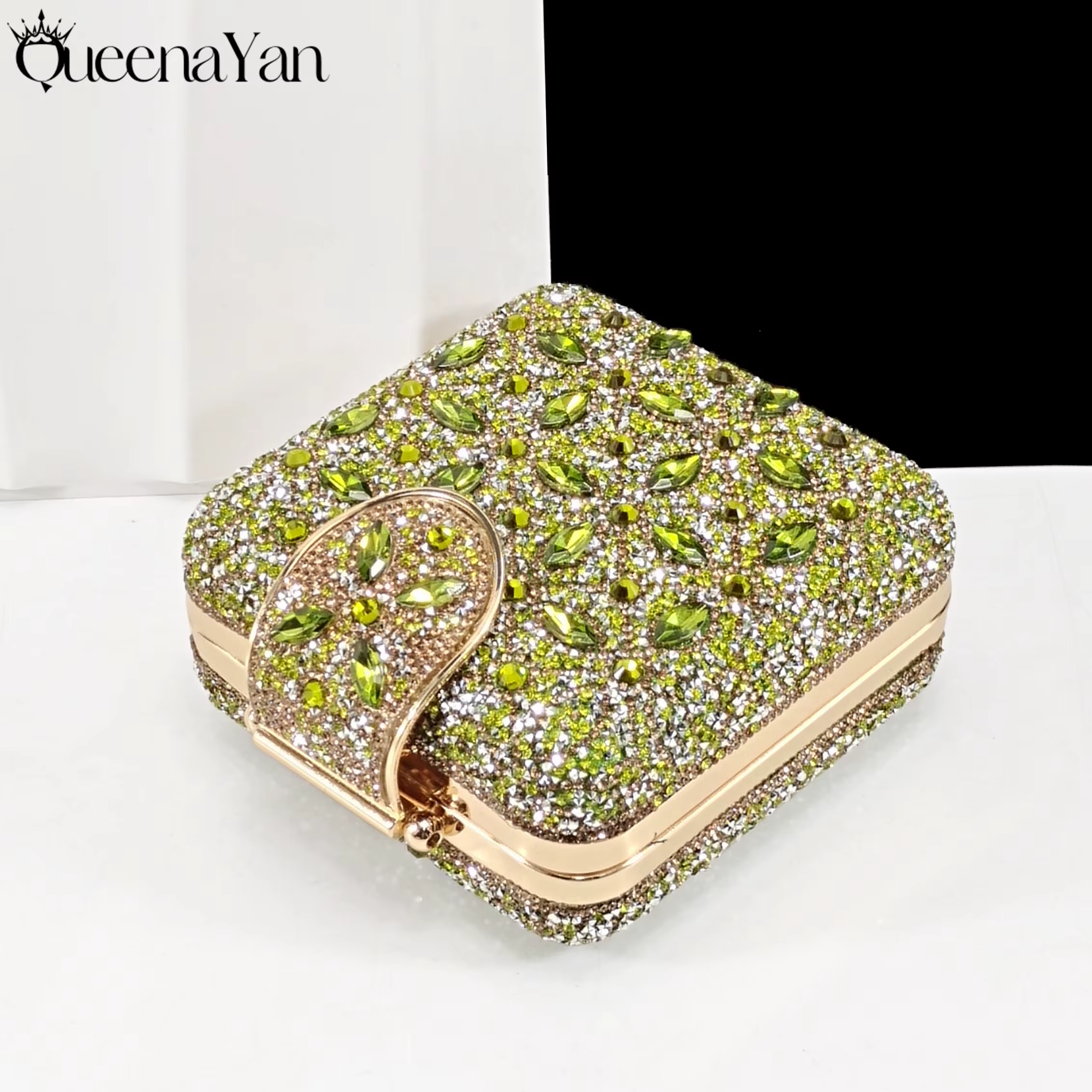 Ensemble de talons hauts et de sacs brodés pour femmes, Style Mature élégant, couleur Olive, bout po