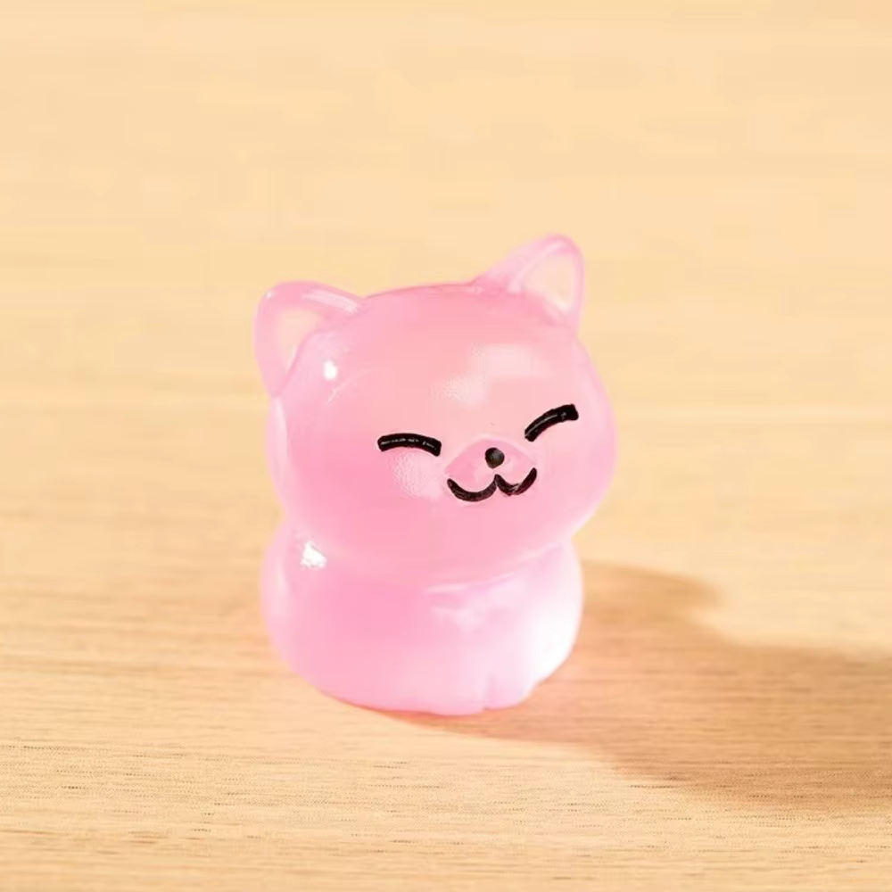 Figurines de chat lumineuses en résine, mignonnes, qui brillent la nuit, miniatures, animaux miniatu